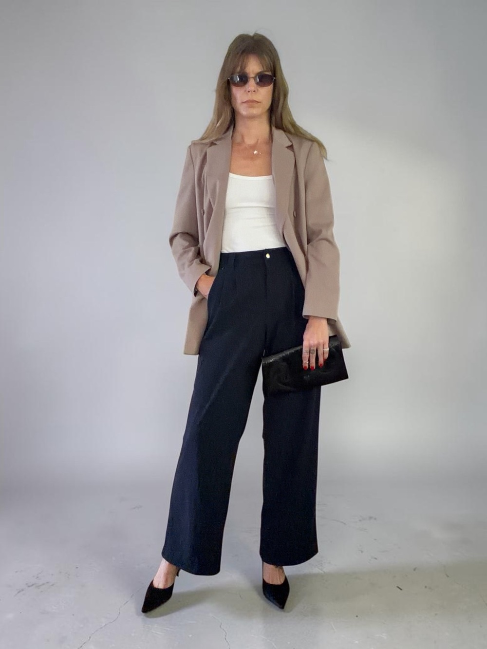 Dada High-Rise Wide-Leg Pants in Navy